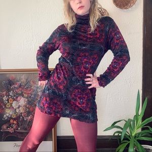 90s Mesh Long Sleeve Mini Dress